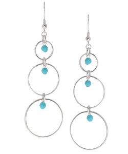Sterling Silver Bead Drop Hoop Earrings