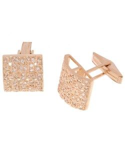 18-kt. Gold over Silver Woven CZ Cuff Links