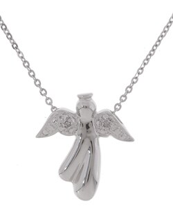 Sterling Silver CZ Angel Pendant