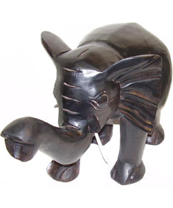 Trunk-up Elephant Wood Carving (Ghana)