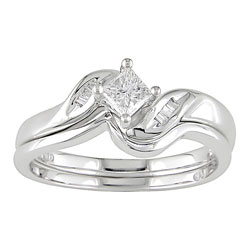 14k White Gold 1/4ct TDW Diamond Bridal Ring Set (G-I/ I1-I2)