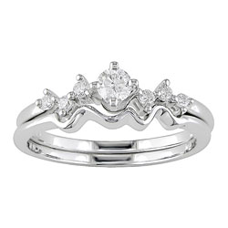 14k White Gold 1/4ct TDW Diamond Bridal Ring Set (I1-I2)
