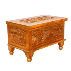Hand-carved Elephant Design Coffee Table Chest