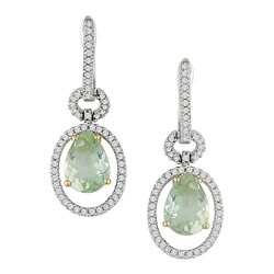 14k Gold 5/8-ct Diamond Green Amethyst Earrings