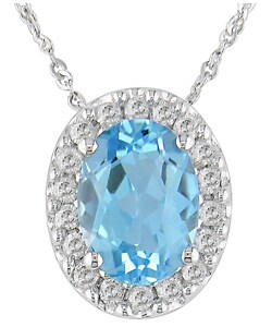 14-kt. White Gold 1/5-ct. Diamond Blue Topaz Pendant (case of 3)
