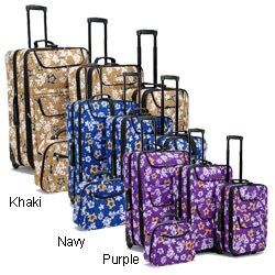 Hawaiian Floral Print Luggage 4-Piece Set