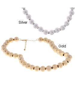 Sterling Silver/18k Gold 12mm Round Bead Necklace