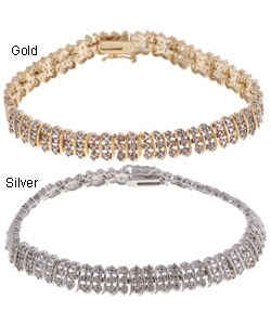 Sterling Silver/18-kt Yellow Gold 1/4-ct TDW Diamond Bracelet