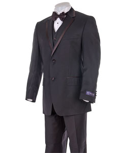 Sean John Men's Black 2-Button Three Piece Tuxedo