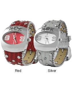 Geneva Platinum Croc Skin Stamped Fashion Watch