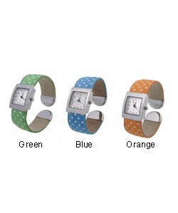 Geneva Platinum Women's Polka-dot Bangle Watch