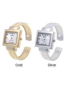 Geneva Platinum Square Case Polished Women's Watch