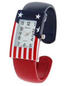 Geneva Platinum American Flag Watch