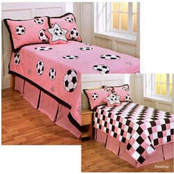 Soccer Girl's Patchwork Quilt Set