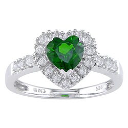 14k Gold 3/8ct TDW Diamond and Russian Diopside Ring