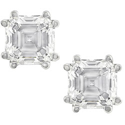14k White Gold 1ct TDW Asscher Diamond Stud Earrin