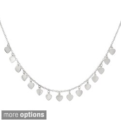 Sterling Silver/Goldtone Rolo Link Dangling Heart Necklace