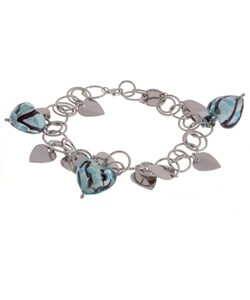 Silver Handmade Glass Bead Charm Bracelet
