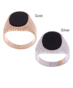 18k Gold over Sterling Silver Men's Onyx Ring