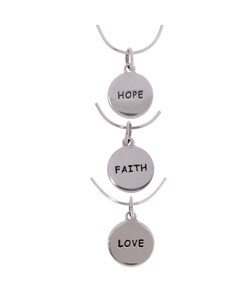 Sterling Silver Faith Love Hope Circular Pendant