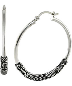 Sterling Silver Antique Hoop Earrings