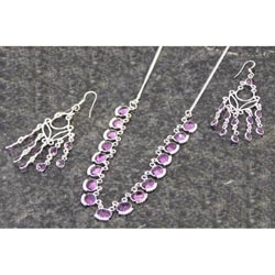 Handcrafted Minura Amethyst Necklace & Earring Set (Case of 2)