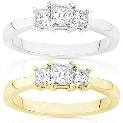 14-kt Gold 1/2ct TDW Princess Diamond Three-Stone Ring (I-J,I1-I2)
