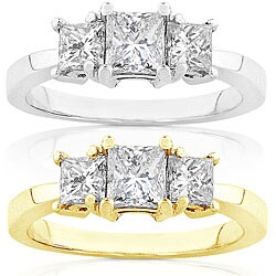 14k Gold 1ct Princess Diamond Engagement Ring (I-J, I1-I2)