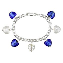 Sterling Silver Murano Glass Bead Charm Bracelet (Case of 12)