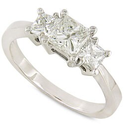 Platinum 1ct TDW Princess Diamond Three-Stone Engagement Ring (H-I, SI1-SI2)