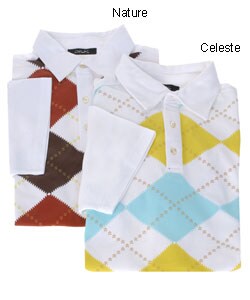 duMark Men's Italian-style Argyle Print Polo Shirt