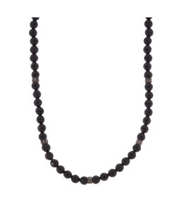 Sterling Silver Marcasite Faceted Black Onyx Beads Necklace