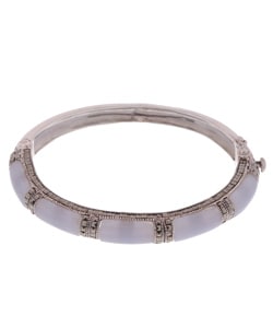 Sterling Silver Marcasite Blue Lace Agate Bangle