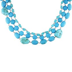 Sterling Silver and Turquoise Three-row Necklace (Case of 6)