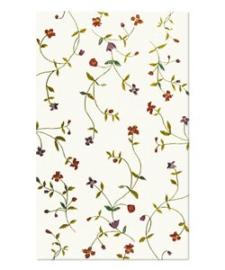 Handcrafted Hyde Park Floral Cream Wool/ Silk Rug (5'3 x 8'3)