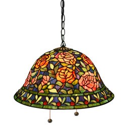 Tiffany-style Southern Belle Rose Hanging Lamp