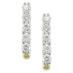14-kt Two-tone Gold 1-ct TW Diamond J-hoop Earrings ( H-I, I1 )