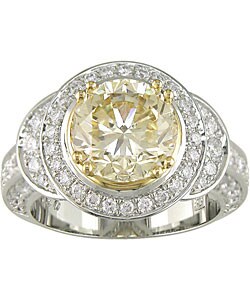 18k Two-tone Gold Fancy 3 3/4ct TDW GIA Certified Diamond Ring