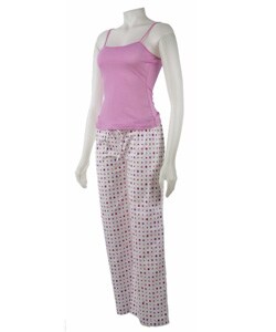 Clove Pink Cami Top And Printed Pants Pajama Set