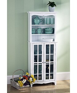 Window Pane Cabinet with Hutch