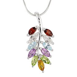 Sterling Silver Multi-gemstone Necklace (Set of 6)