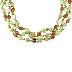 Freshwater Coin Pearl and Peridot Endless Necklace
