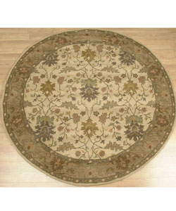 Indian Hand-tufted Ivory Wool Rug (6' round)
