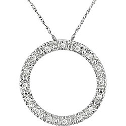 10k White Gold 1/10ct TDW Round Diamond Circle Pendant (I-J/ I2-I3)