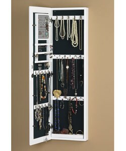 Wall-mount White Jewelry Mirror