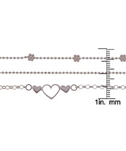 Set of 3 Sterling Silver Anklets