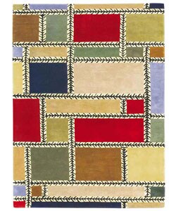 Hand-tufted Multi Blocks Wool Rug (5' x 8')