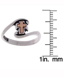 14-kt Yellow Gold Cross and Sterling Silver Ring