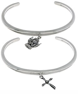Sterling Silver Cross or Angel Charm cross bracelet