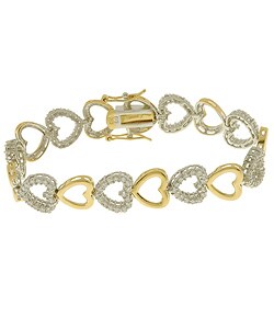 18-kt Gold over Sterling Silver Two-tone Heart CZ Bracelet